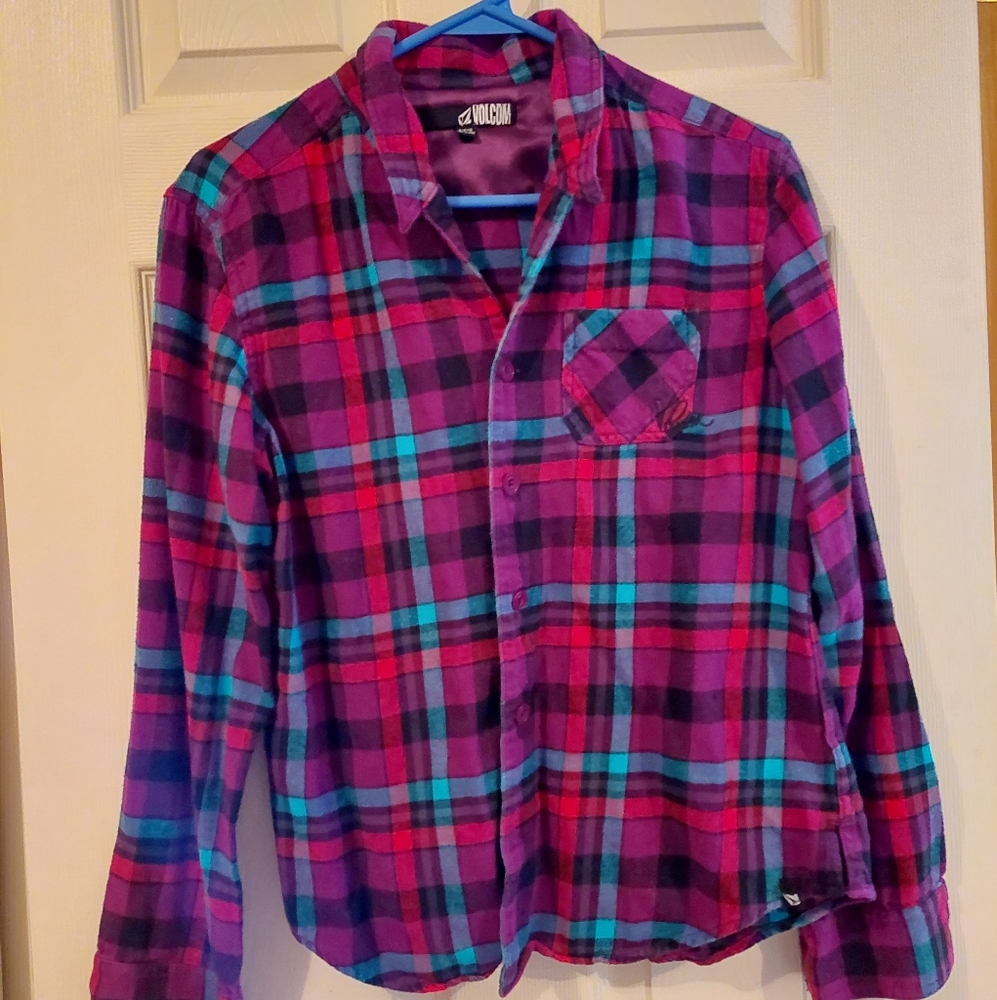 Volcom Plaid Button Down Shirt Small